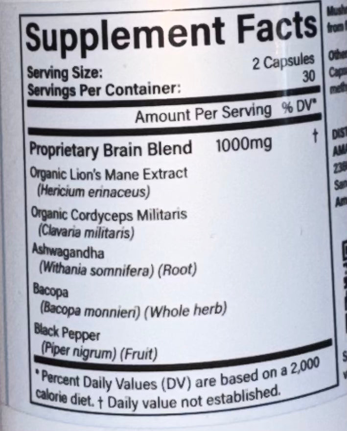 1000mg Brain Blend Mushroom Capsules